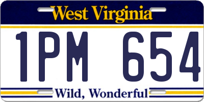 WV license plate 1PM654