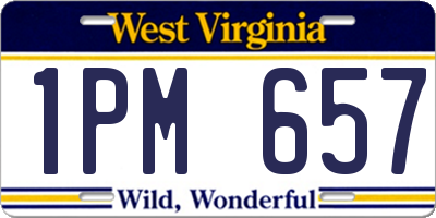 WV license plate 1PM657