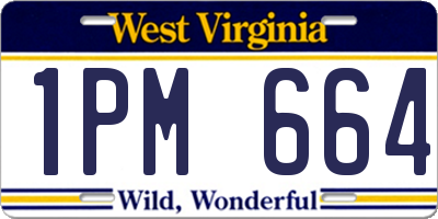 WV license plate 1PM664