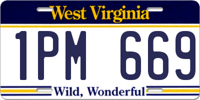 WV license plate 1PM669