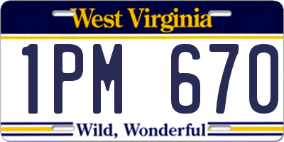 WV license plate 1PM670