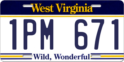 WV license plate 1PM671