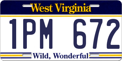 WV license plate 1PM672