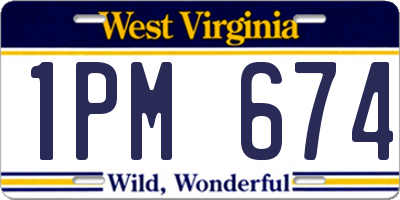 WV license plate 1PM674