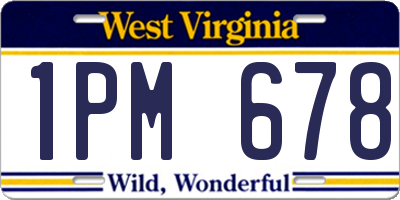 WV license plate 1PM678