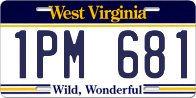 WV license plate 1PM681