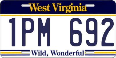 WV license plate 1PM692