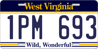 WV license plate 1PM693