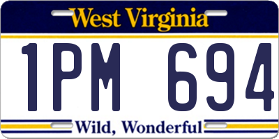 WV license plate 1PM694