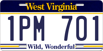 WV license plate 1PM701