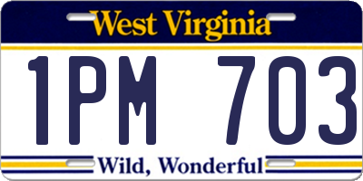 WV license plate 1PM703