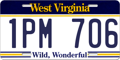 WV license plate 1PM706