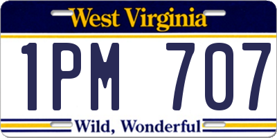WV license plate 1PM707