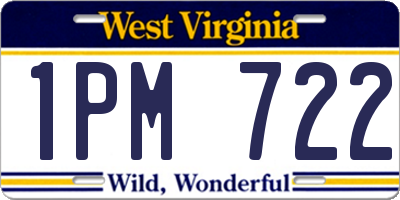 WV license plate 1PM722