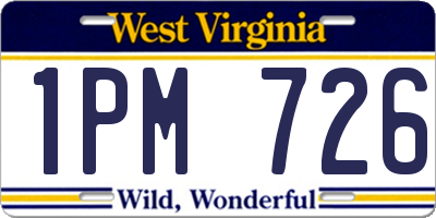 WV license plate 1PM726