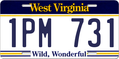 WV license plate 1PM731