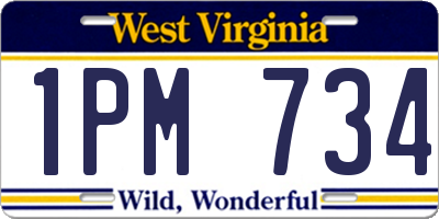 WV license plate 1PM734