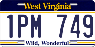 WV license plate 1PM749