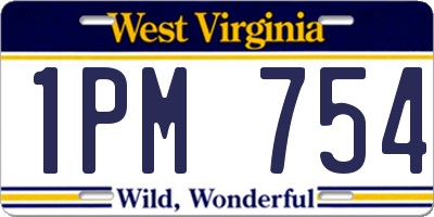 WV license plate 1PM754