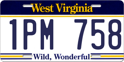 WV license plate 1PM758