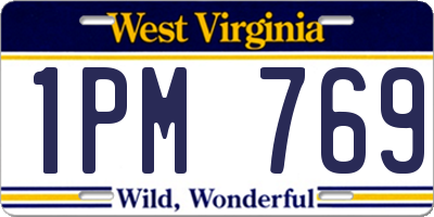 WV license plate 1PM769