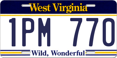WV license plate 1PM770