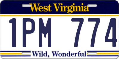 WV license plate 1PM774