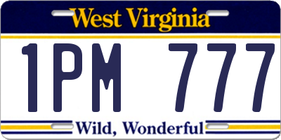 WV license plate 1PM777