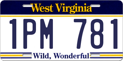 WV license plate 1PM781