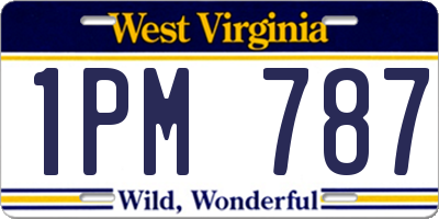 WV license plate 1PM787
