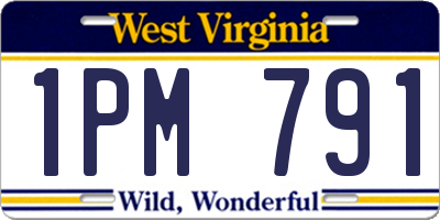 WV license plate 1PM791