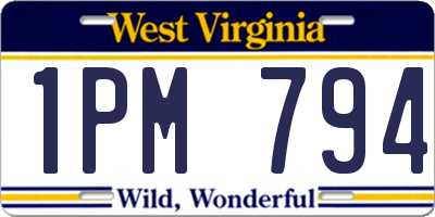 WV license plate 1PM794