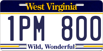 WV license plate 1PM800