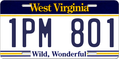 WV license plate 1PM801