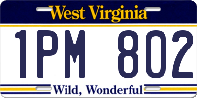 WV license plate 1PM802