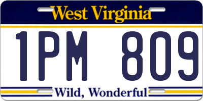 WV license plate 1PM809