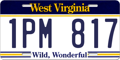 WV license plate 1PM817