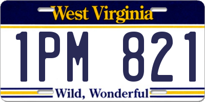 WV license plate 1PM821