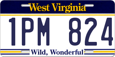 WV license plate 1PM824