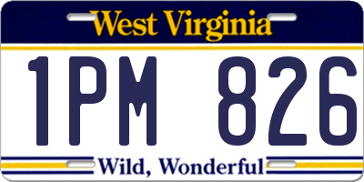 WV license plate 1PM826