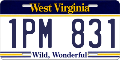 WV license plate 1PM831