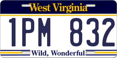 WV license plate 1PM832