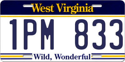 WV license plate 1PM833
