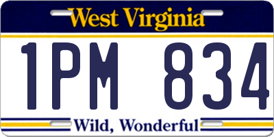 WV license plate 1PM834