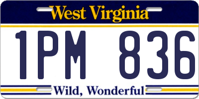 WV license plate 1PM836