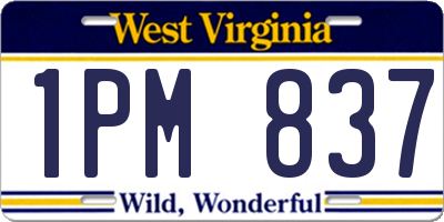 WV license plate 1PM837