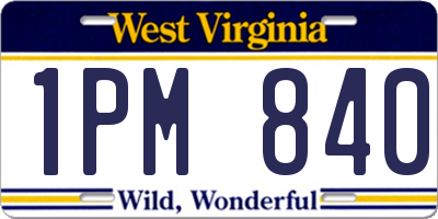 WV license plate 1PM840