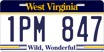 WV license plate 1PM847