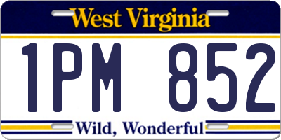 WV license plate 1PM852