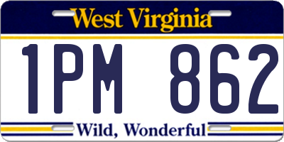 WV license plate 1PM862
